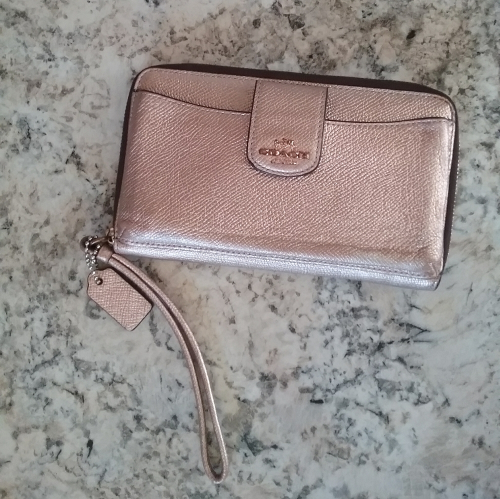 Coach Rose Gold Wristlet Wallet
